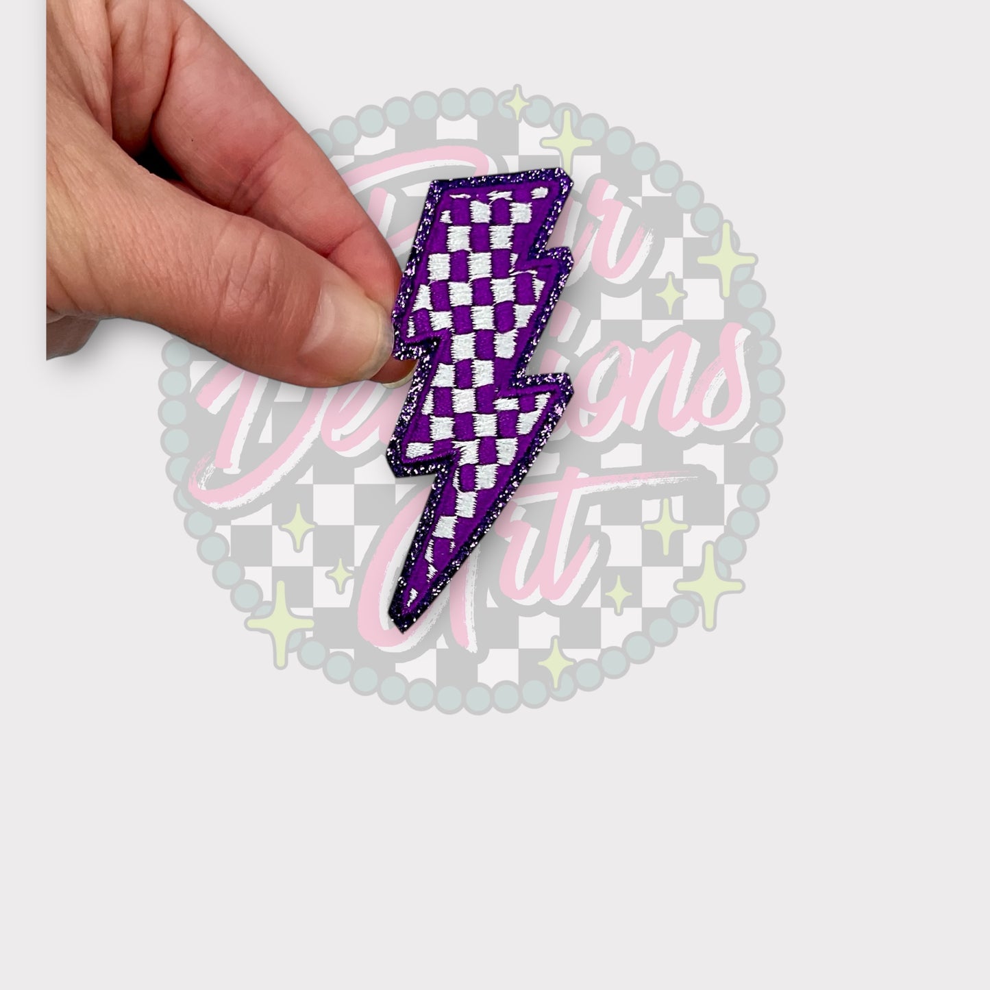 3” Glitter Checkered Lightening Bolts