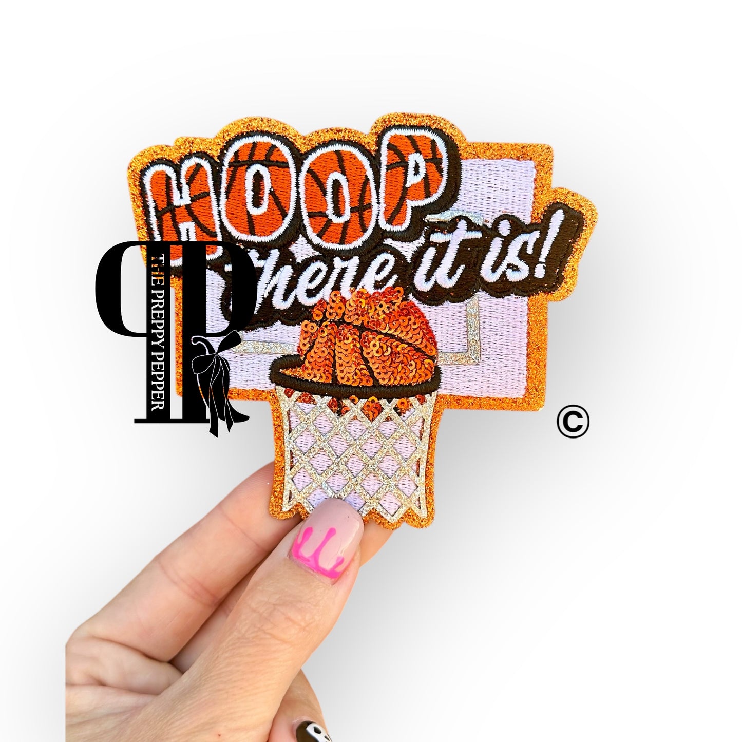 Hoop There It Is Glitter & Sequin Patch©️