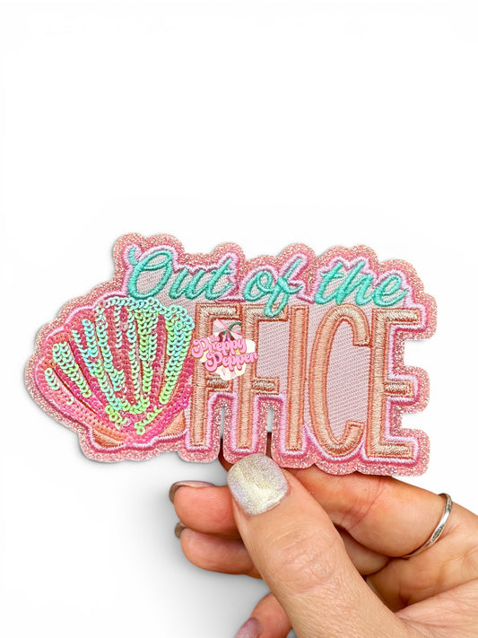 Sequin & Glitter Out Of Office Shell Patch
