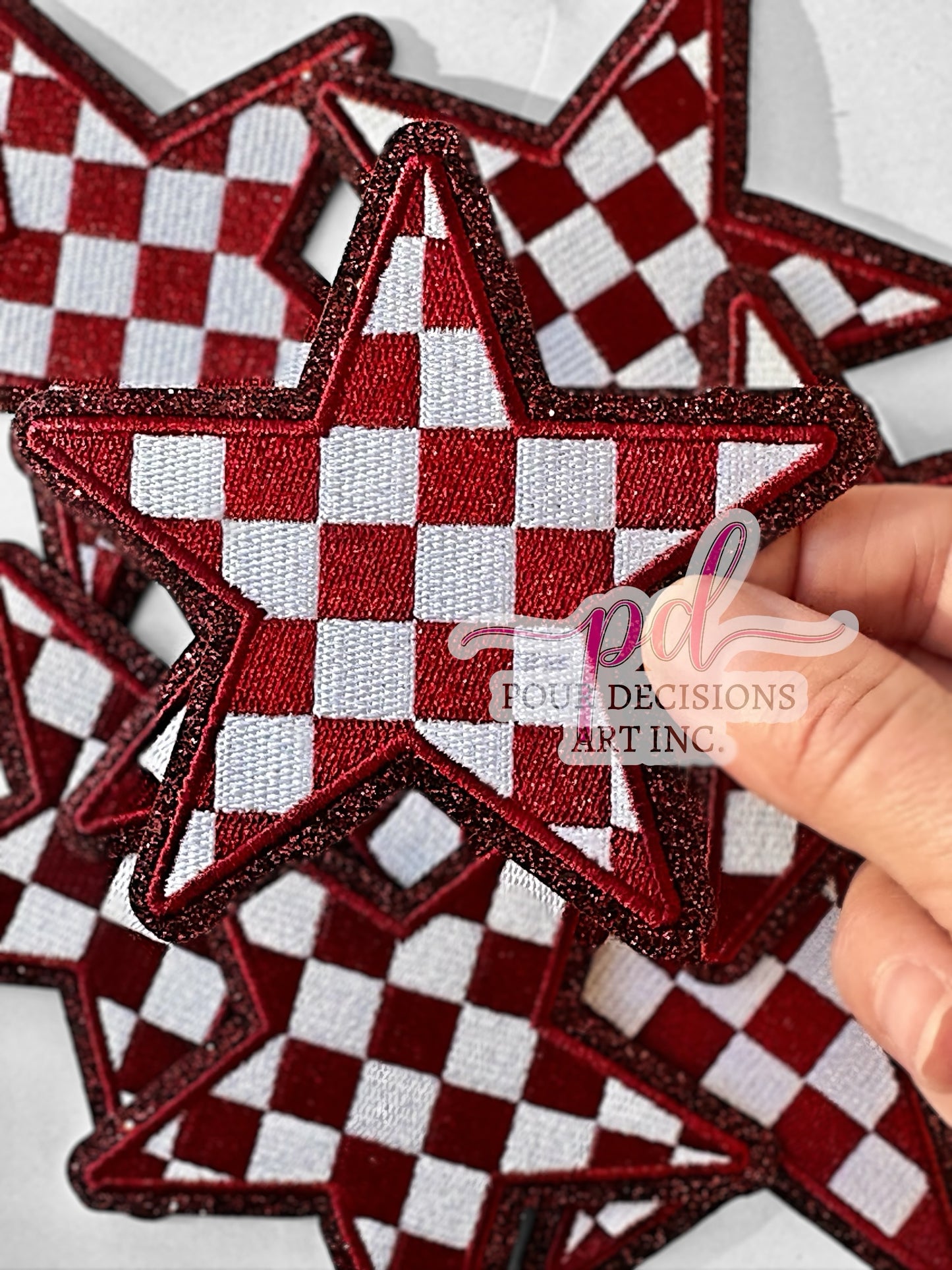 Checkered Glitter Star Patch 4 inch©️